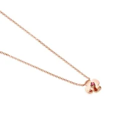 ATELIER Flor Necklace in Rose Gold with Rhodolite
