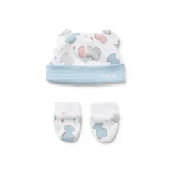Baby hat and mittens set in Colors blue