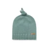 Beige baby hat with knot in Tricot green