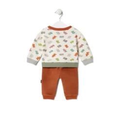 Boys outfit with bears in Grey ecru