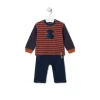 Boys plain and striped outfit in Black navy blue
