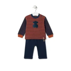 Boys plain and striped outfit in Black navy blue