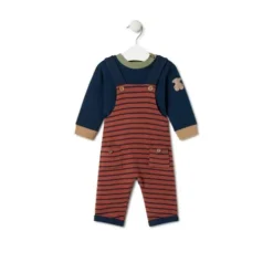 Boys plain and striped outfit in Blue navy blue