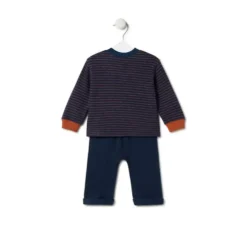 Boys plain and striped outfit in Black navy blue