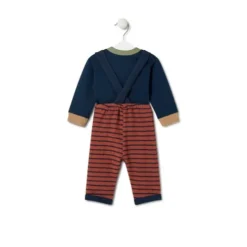 Boys plain and striped outfit in Blue navy blue