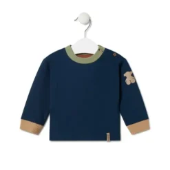 Boys plain and striped outfit in Blue navy blue