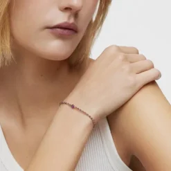 Bransoletka kulkowa ze srebra pokryta 18-karatowym złotem, z ametystem Basic Colors