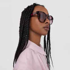 Burgundowe okulary przeciwsłoneczne Round Mesh