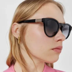 Czarne okulary przeciwsłoneczne Round Mesh
