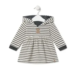 Girl´s hooded dress in Black ecru