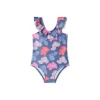 Girls one-piece swimsuit in Aqua navy blue