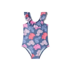 Girls one-piece swimsuit in Aqua navy blue