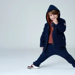 Hooded coat in Blue navy blue