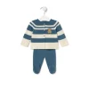 Knitted baby set in Tricot stripy blue