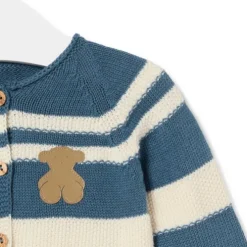 Knitted baby set in Tricot stripy blue