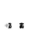 Kolczyki 10 mm ze srebra z misiem z onyksu TOUS Icon Color