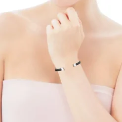 Otwarta bransoletka Tous Sweet Dolls ze srebra i czarnej skóry