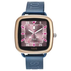 Smartwatch D-Connect z różowej stali IPRG z bransoletą z niebieskiej stali IP