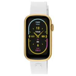 Smartwatch T-Band z nylonowym paskiem oraz białym silikonowym paskiem