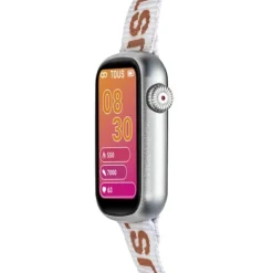 Smartwatch T-Band z nylonowym paskiem oraz różowym silikonowym paskiem