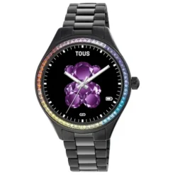 Smartwatch T-Shine Connect z paskiem z czarnej stali IP z tęczowymi cyrkoniami