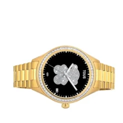 Smartwatch T-Shine Connect z paskiem ze stali IP w kolorze złota i białymi cyrkoniami