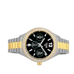 Smartwatch T-Shine Connect z paskiem ze stali i stali IP w kolorze złota oraz białymi cyrkoniami