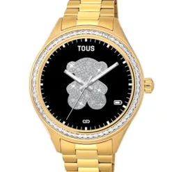Smartwatch T-Shine Connect z paskiem ze stali IP w kolorze złota i białymi cyrkoniami