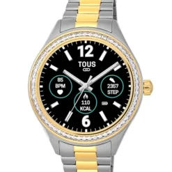 Smartwatch T-Shine Connect z paskiem ze stali i stali IP w kolorze złota oraz białymi cyrkoniami