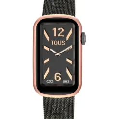 Smartwatch z bransoletką z szarej stali IP i aluminiową kopertą w różowym kolorze IPRG TOUS T-Band Mesh