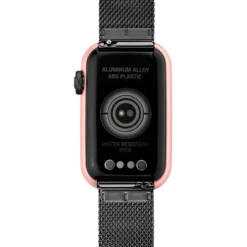 Smartwatch z bransoletką z szarej stali IP i aluminiową kopertą w różowym kolorze IPRG TOUS T-Band Mesh