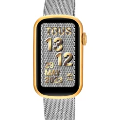 Smartwatch ze stalową bransoletką i aluminiową kopertą w złotym kolorze IPG TOUS T-Band Mesh