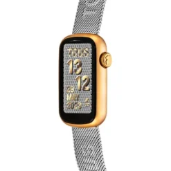 Smartwatch ze stalową bransoletką i aluminiową kopertą w złotym kolorze IPG TOUS T-Band Mesh