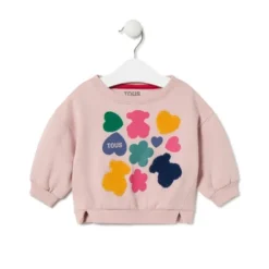 Sweatshirt with bears, hearts and flowers in Casual pink