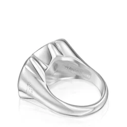 Sygnet Bold Motif ze srebra, z motywem misia