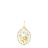 Wisiorek Lew ze srebra vermeil, z masą perłową i topazami TOUS Horoscope